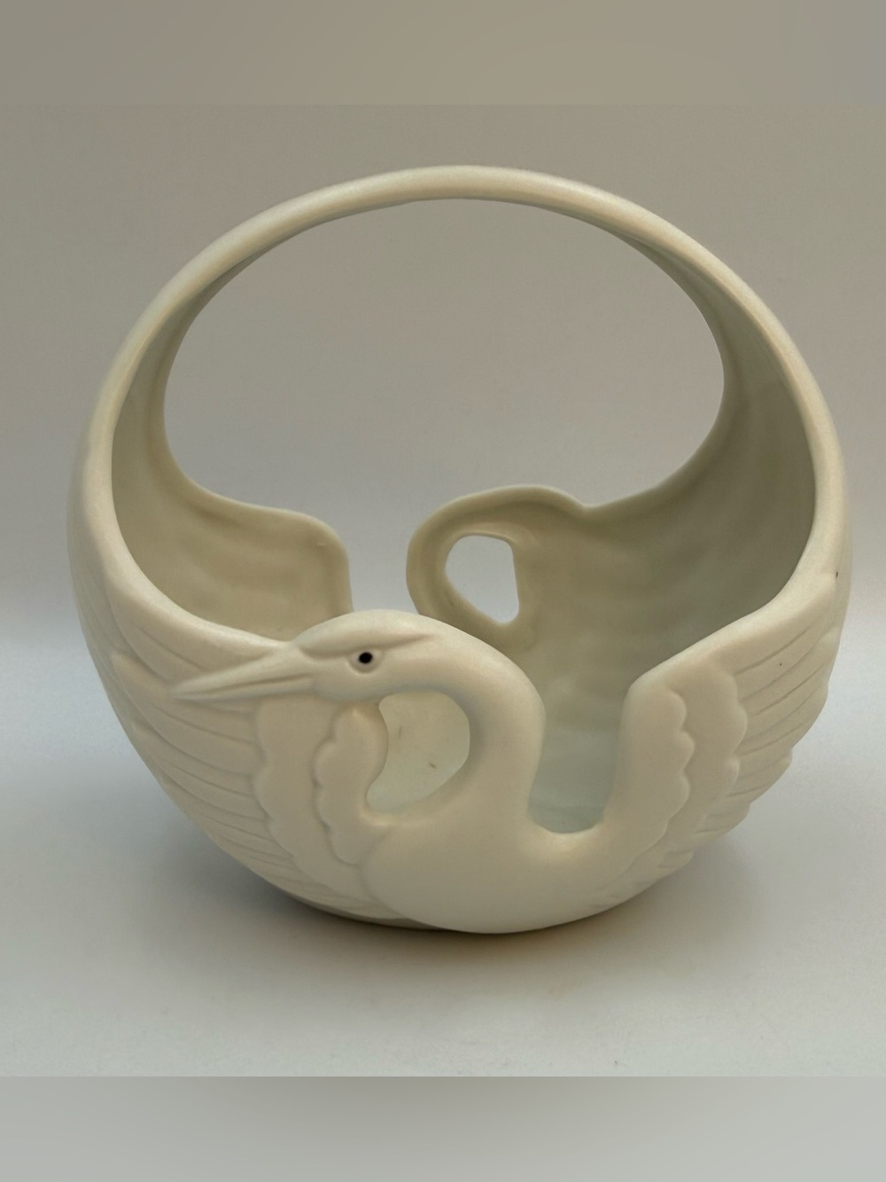 Vintage Fitz and Floyd Vintage 1983 Swan / Crane Basket Trinket Dish Planter